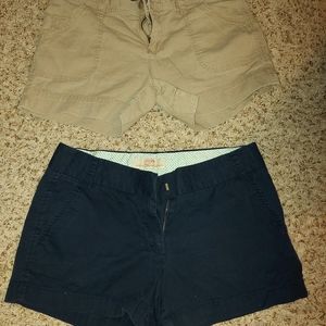 Calvin Klein khaki shorts and J. Crew navy short